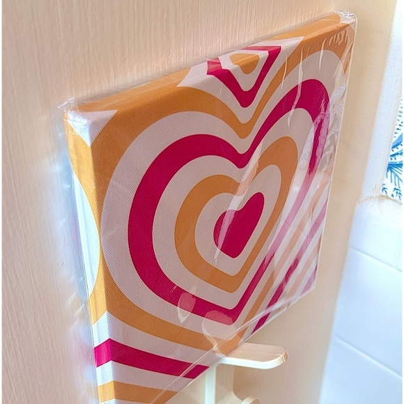 Bold HEARTs 8 x 8 Canvas Wall Art BOLD Pink + Yellow “LOVE HEARTS” - Picture 3 of 5